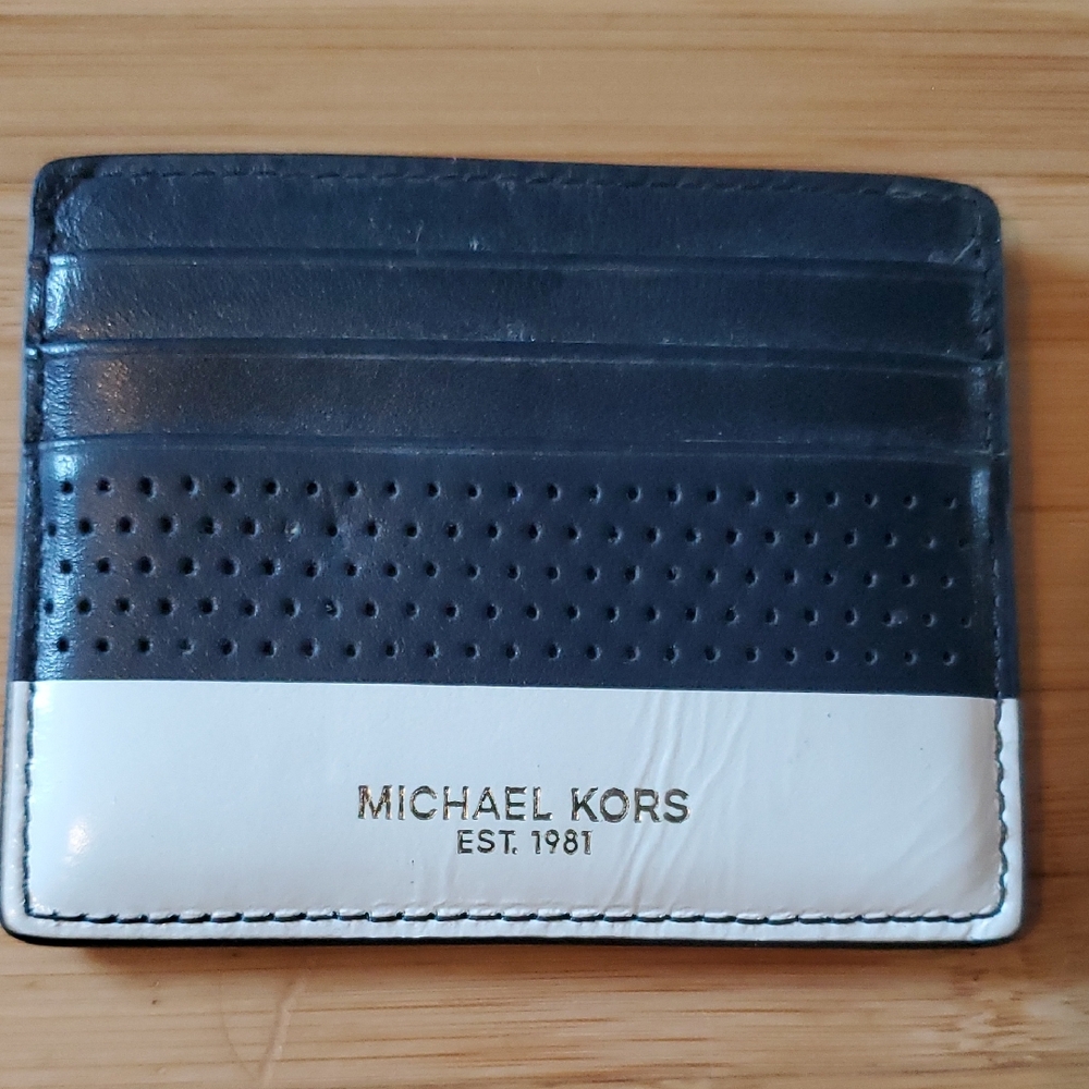 Michael Kors Navy and White Men's Card Holder
